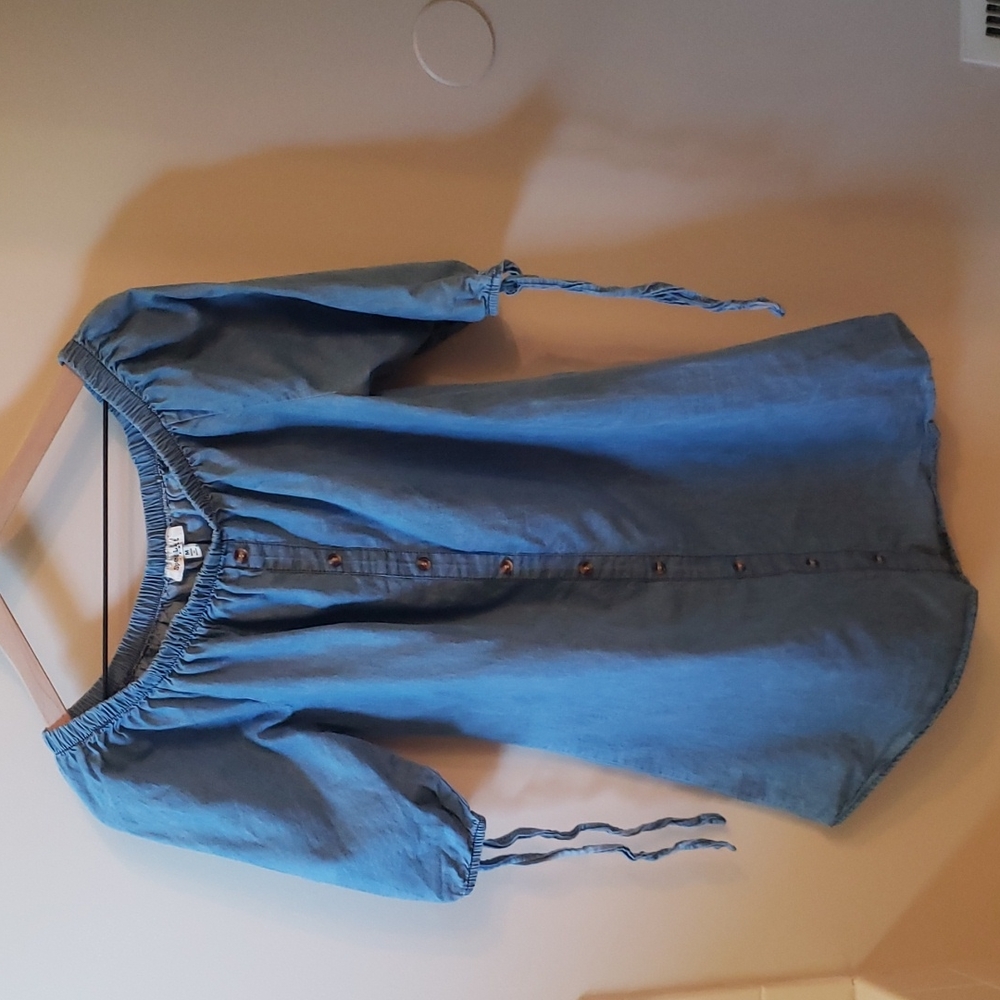 Denim off the shoulder dress